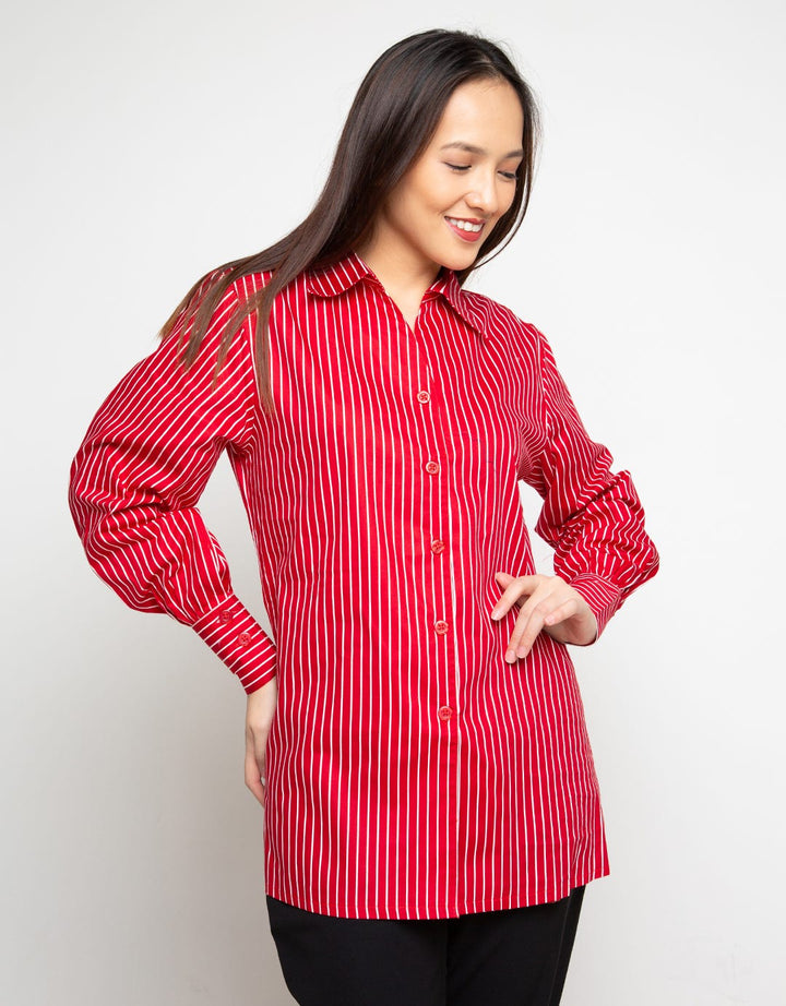 Novo Kemeja Lengan Panjang Print Stripes