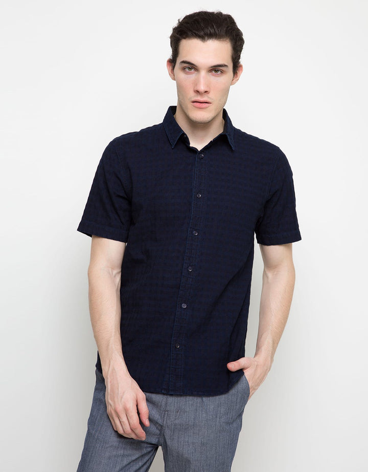 OTO ONO Thick Checkers Textured Accent Shirt