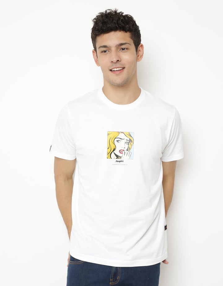 PEOPLES T-shirt Detail Print Girl Face