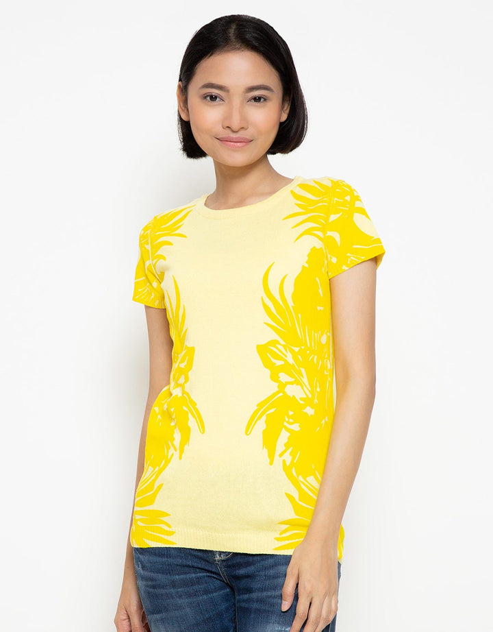 PEPONI Blouse with Palm Leaves Print Accent