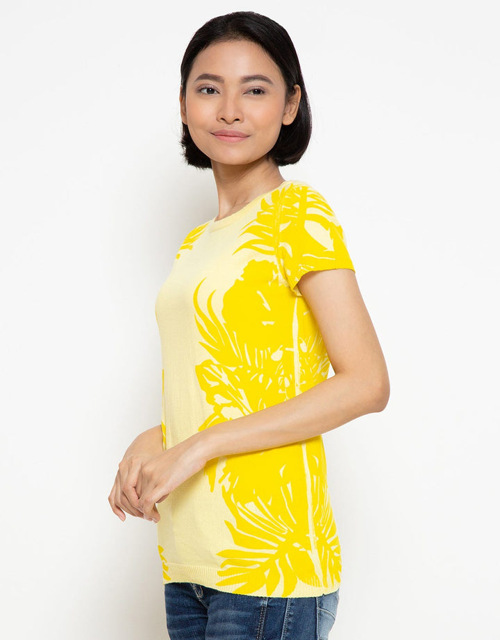 PEPONI Blouse with Palm Leaves Print Accent