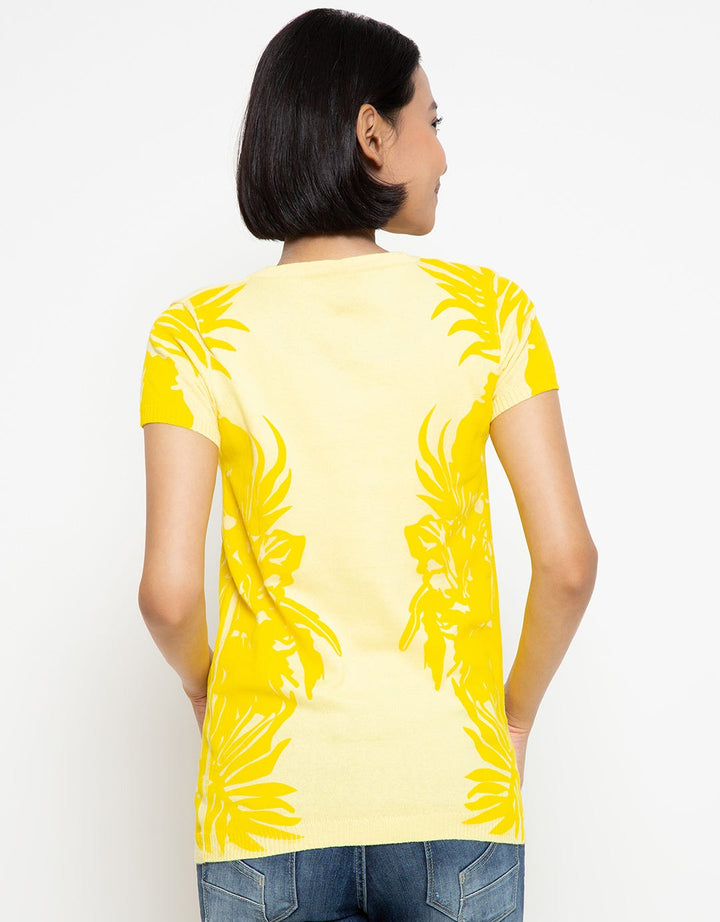 PEPONI Blouse with Palm Leaves Print Accent
