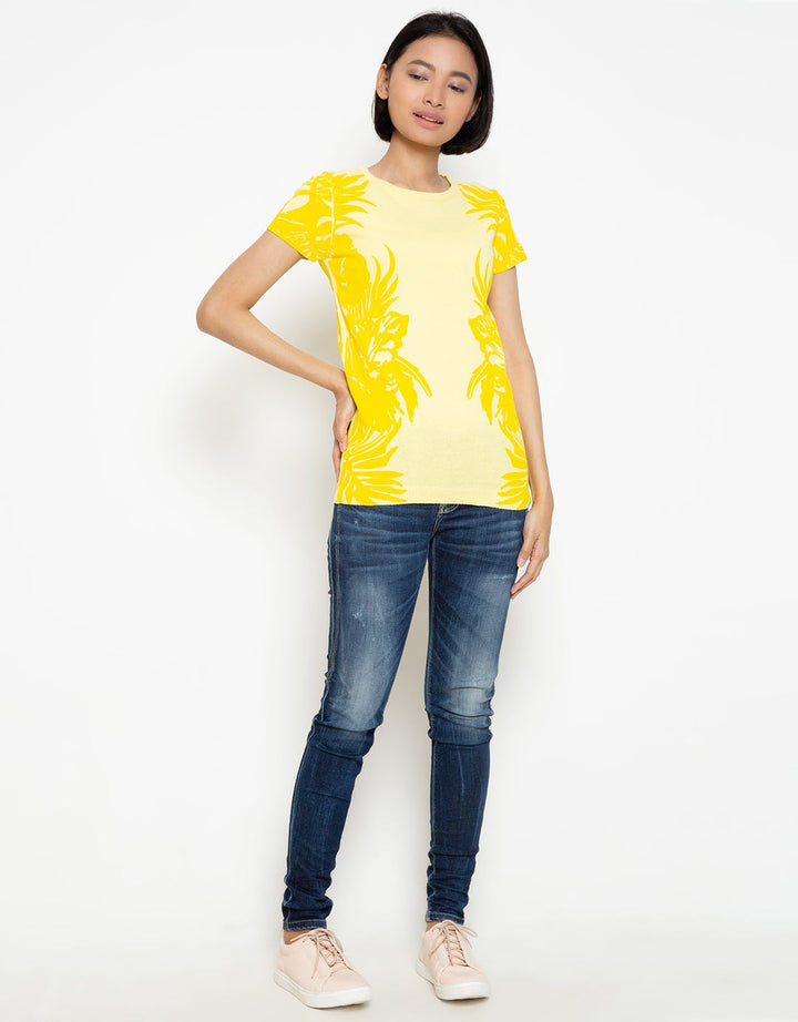 PEPONI Blouse with Palm Leaves Print Accent