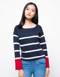 Peponi Stripe Blouse Wanita merah