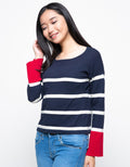 Peponi Stripe Blouse Wanita merah