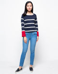 Peponi Stripe Blouse Wanita merah