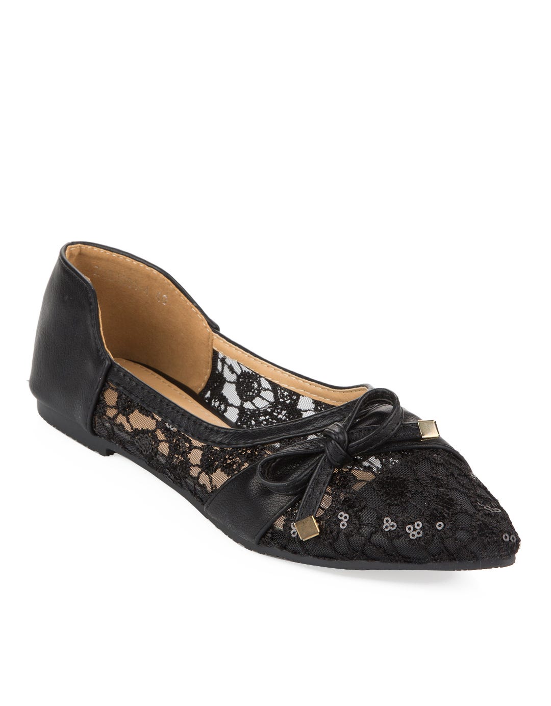 Peter Keiza Sepatu Flat Aksen Floral Lace