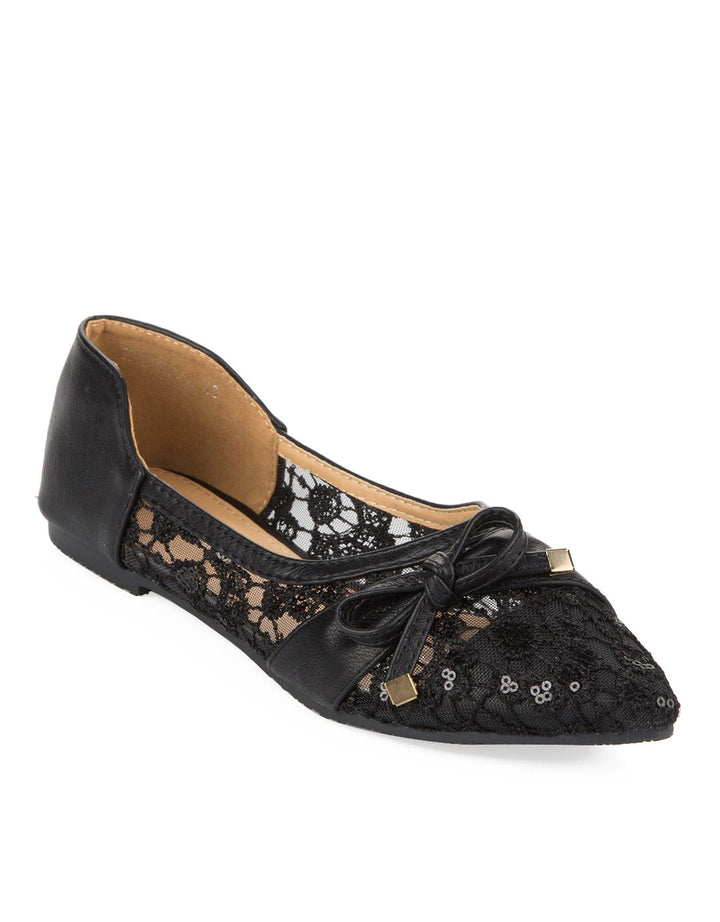 Peter Keiza Sepatu Flat Aksen Floral Lace