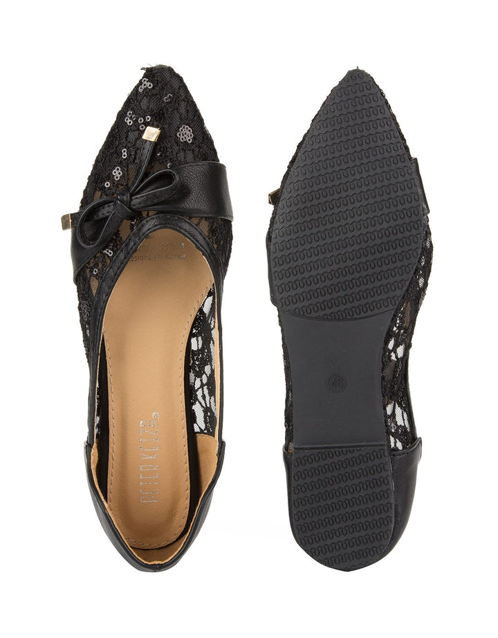 Peter Keiza Sepatu Flat Aksen Floral Lace