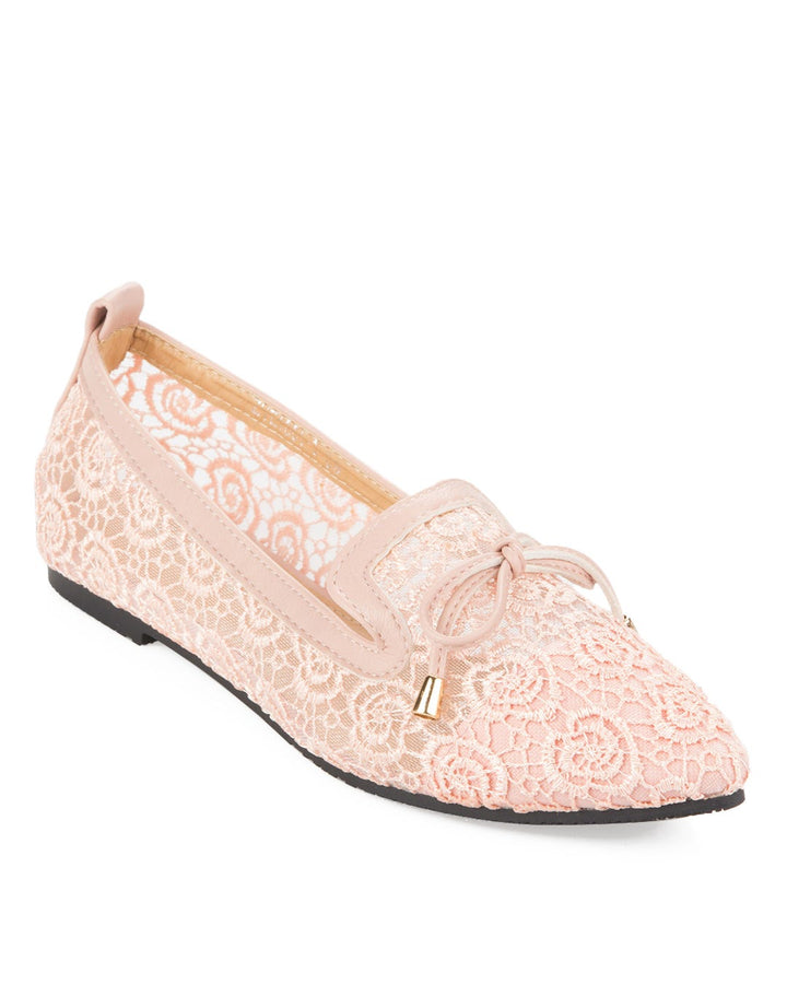 Peter Keiza Floral Lace Accent Flat Shoes