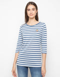 Phenomenal T Shirt Lengan 3 Per 4 Stripe Bordir Peach