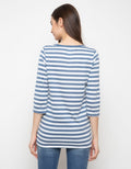 Phenomenal T Shirt Lengan 3 Per 4 Stripe Bordir Peach