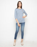 Phenomenal T Shirt Lengan 3 Per 4 Stripe Bordir Peach
