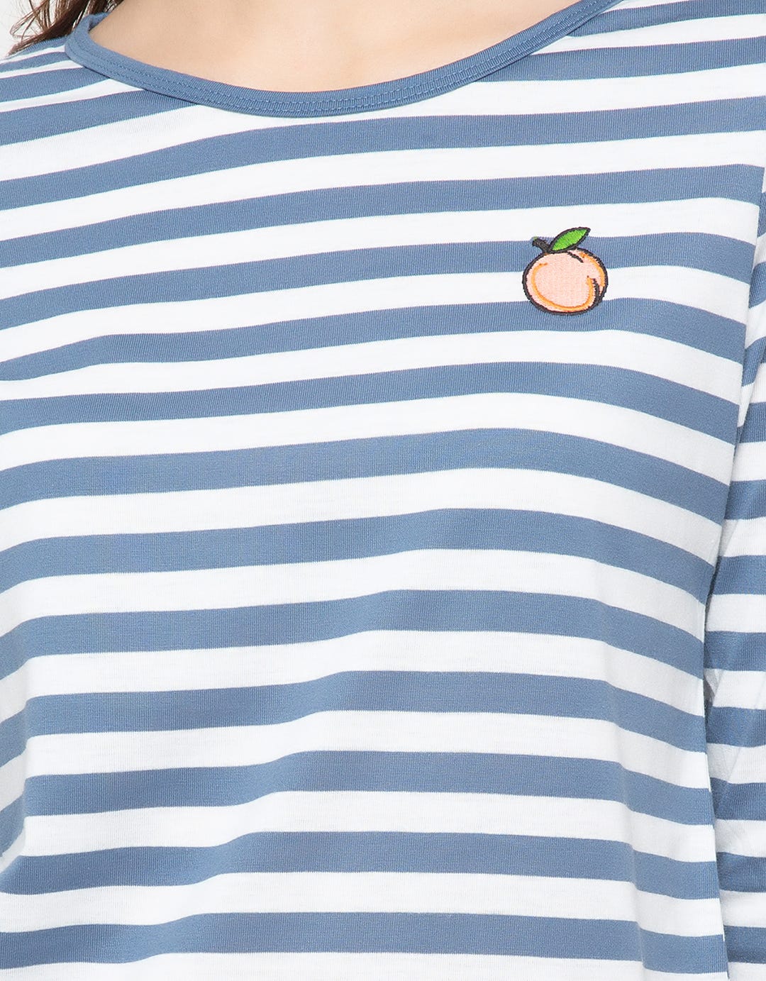 Phenomenal T Shirt Lengan 3 Per 4 Stripe Bordir Peach