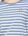 Phenomenal T Shirt Lengan 3 Per 4 Stripe Bordir Peach