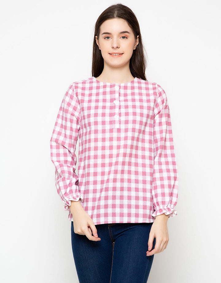 Point One Olivia Plaid Blouse