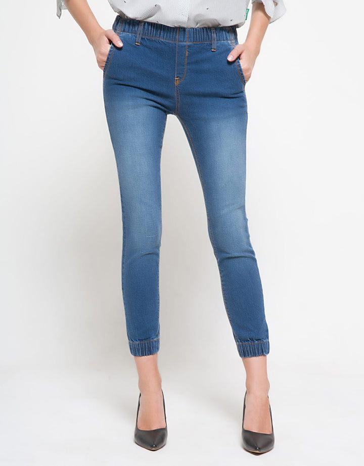 Point One Women's Skinny Denim Jogger Pants