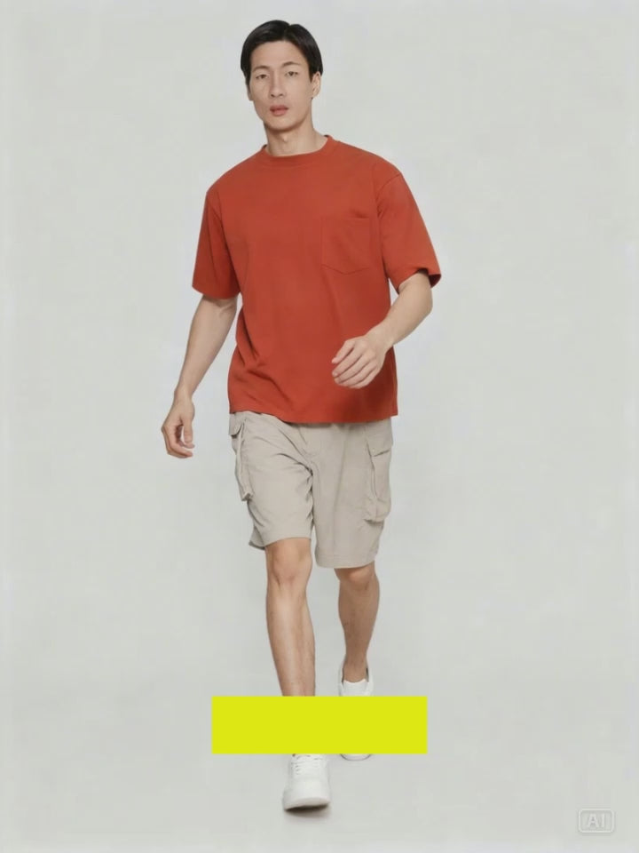 Suko Oversized Pocket Cool Touch Round Collar Men's Short Sleeve T-Shirt