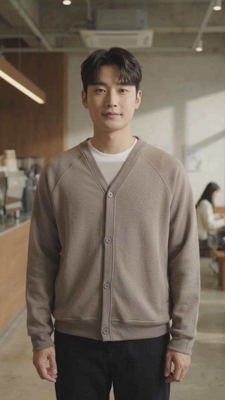 Nevada Knit Cardigan With Embro Wording Jaket Pria
