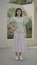 Suko Kerah Bulat Lengan Pendek Blouse Wanita