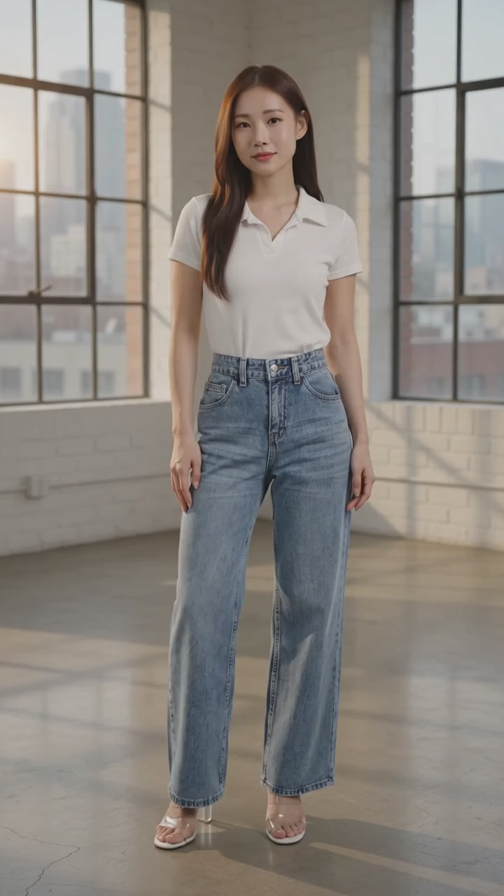 Nevada Basic Wide Leg Celana Jeans Wanita