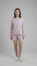 Nevada Woven Stripe Combi Setelan Piyama Wanita