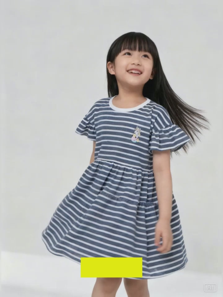 MxM Little M Stripe Dress Anak Perempuan