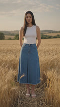 Suko Flare Rok Denim Wanita