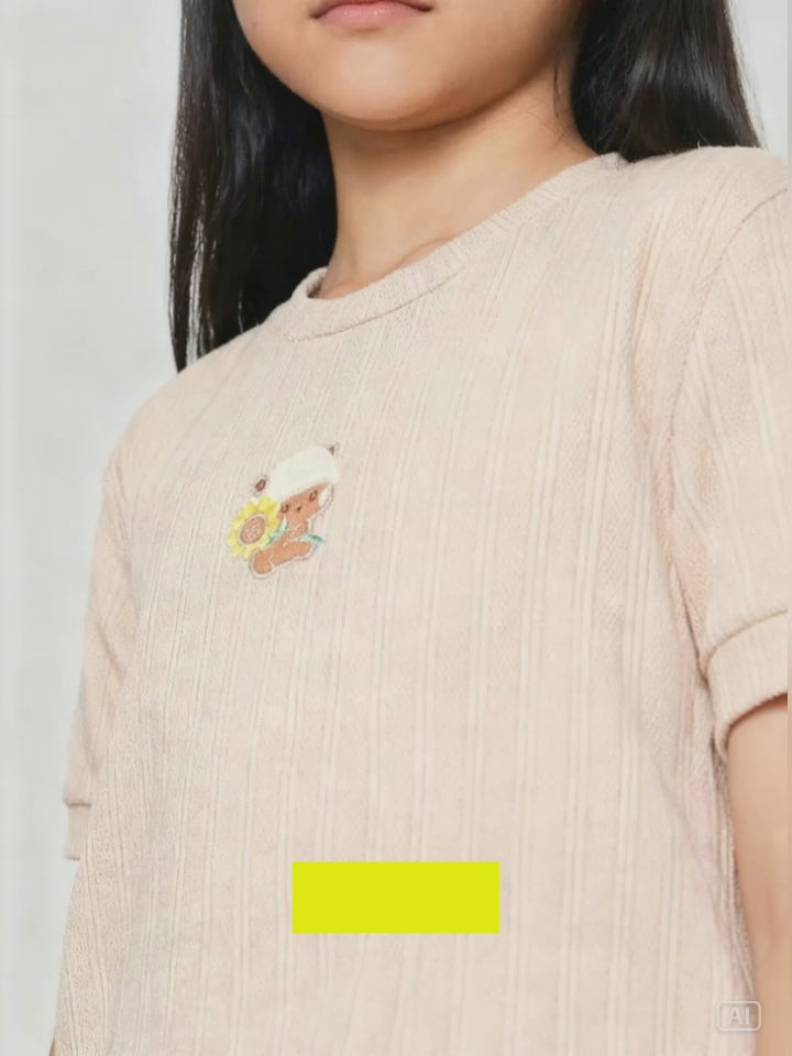 Aero Textur Kaos Lengan Pendek Anak Perempuan