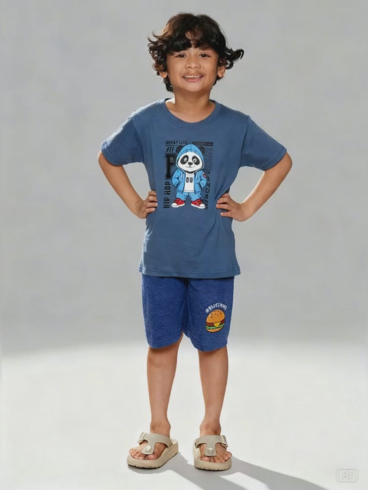 MxM Little M Boy Print Panda Hoodie Kaos Anak Laki-laki