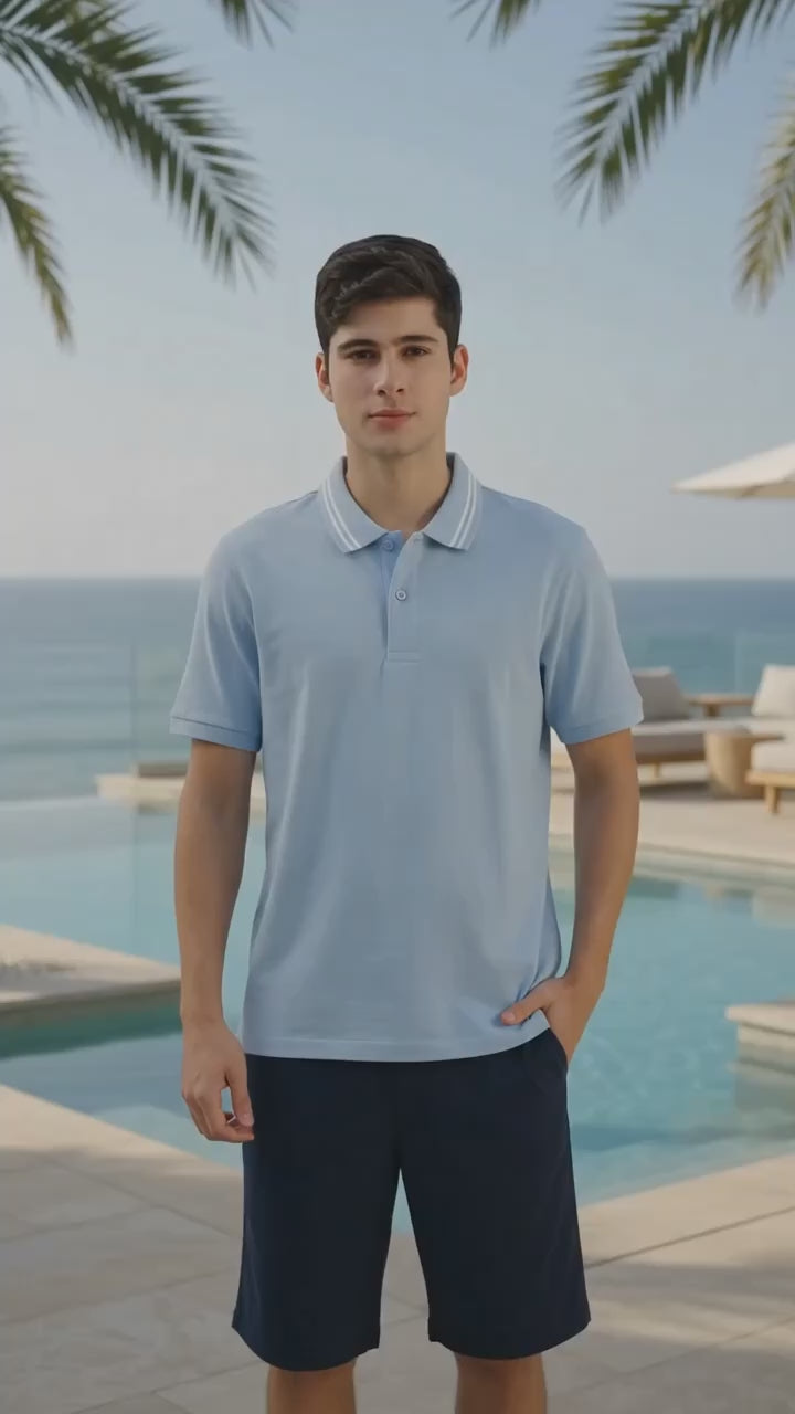 Suko Solid Knit Polo Pria