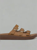 St. Yves Slipper Sandals Triple Strap Buckle