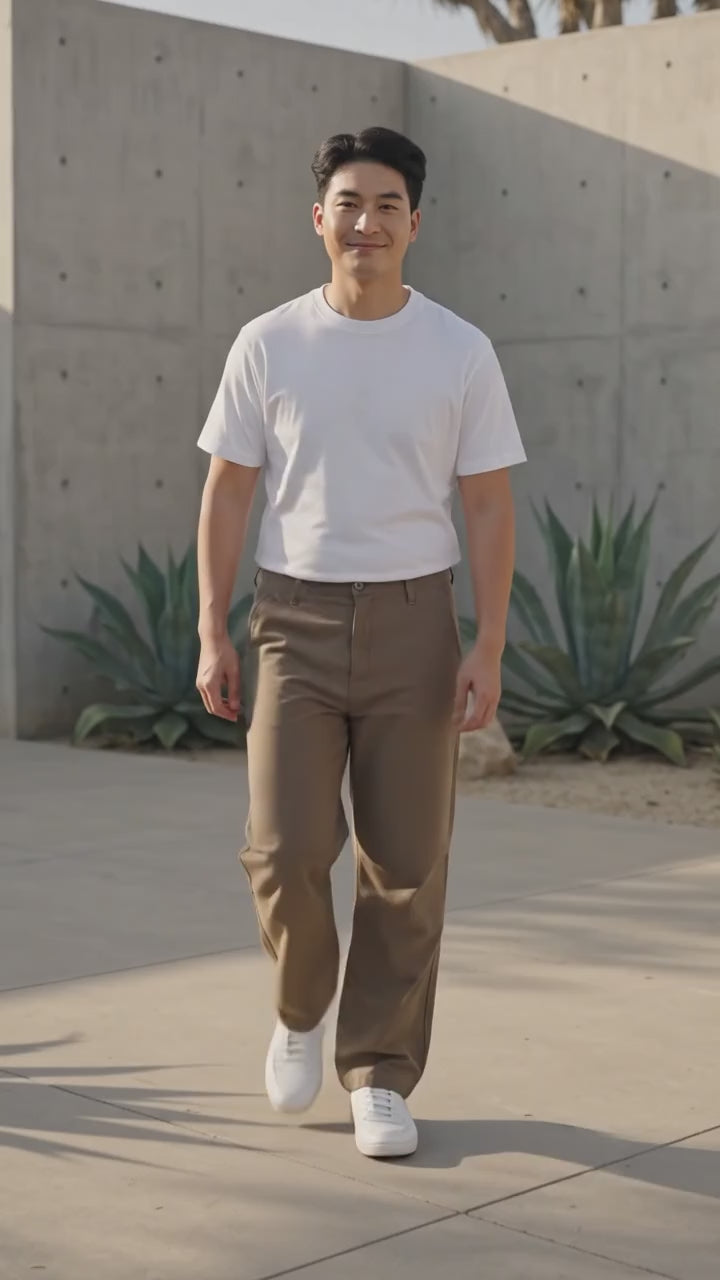 Nevada Woven Pull On Texture Loose Fit Celana Chinos Pria