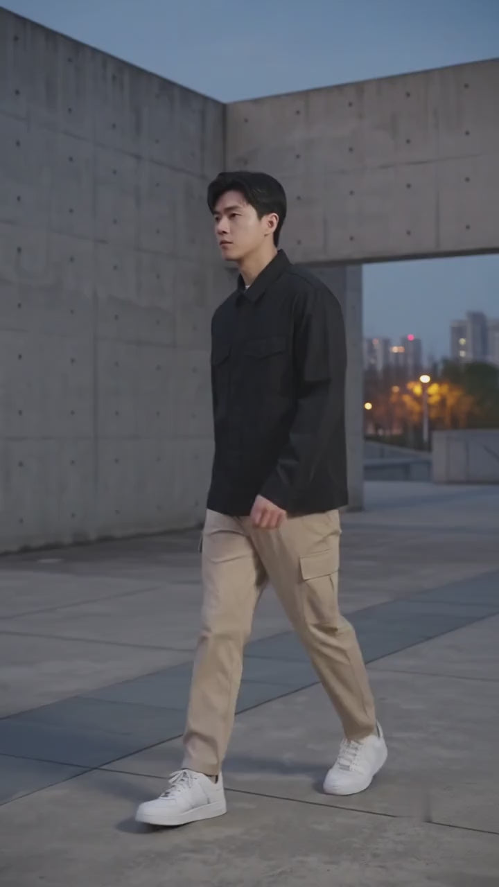Suko Katun Twill Outerwear Workwear Lengan Panjang Jaket Pria