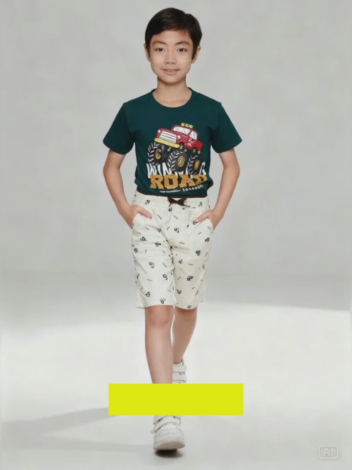 Little M Cars Print Celana Pendek Anak Laki-laki