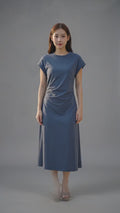 Suko Stretch Side Runch Dress Midi Wanita