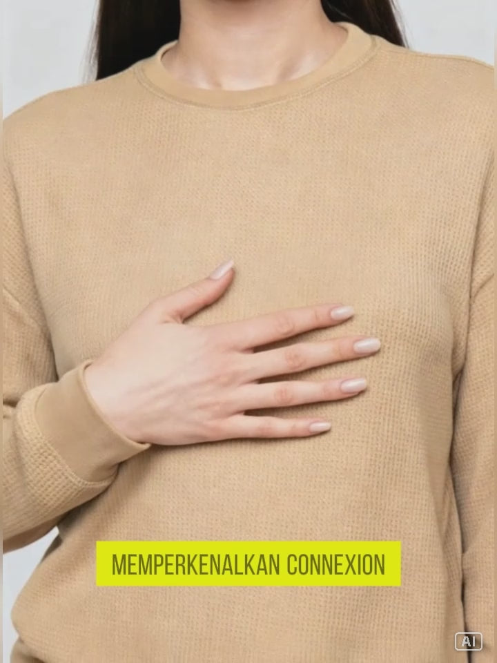 Connexion Waffle Kaos Lengan Panjang Wanita