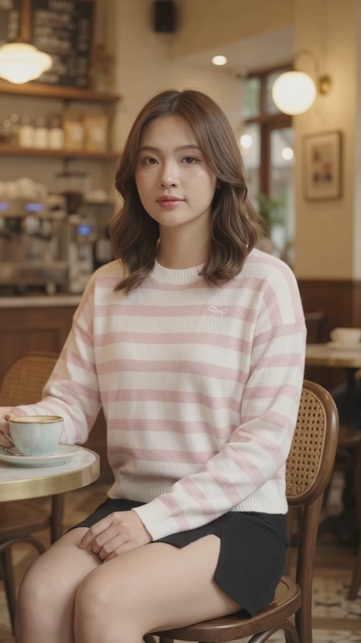 Nevada Flat Knit Stripe Sweater Wanita