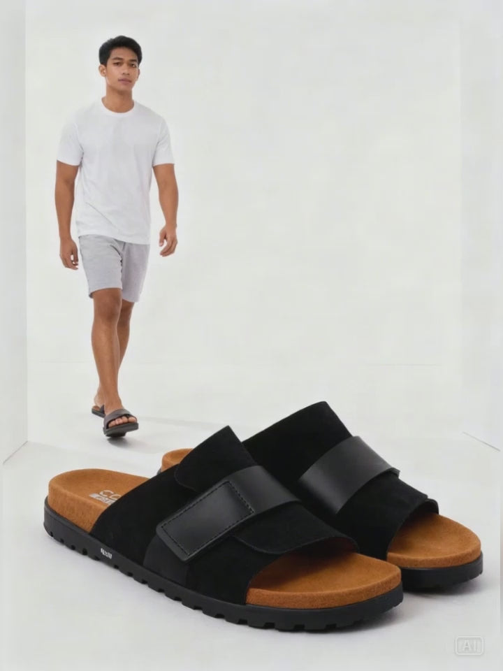 Cole Slipper Sandals Men Kyo:Black:39:Solid:Slipper Sandals