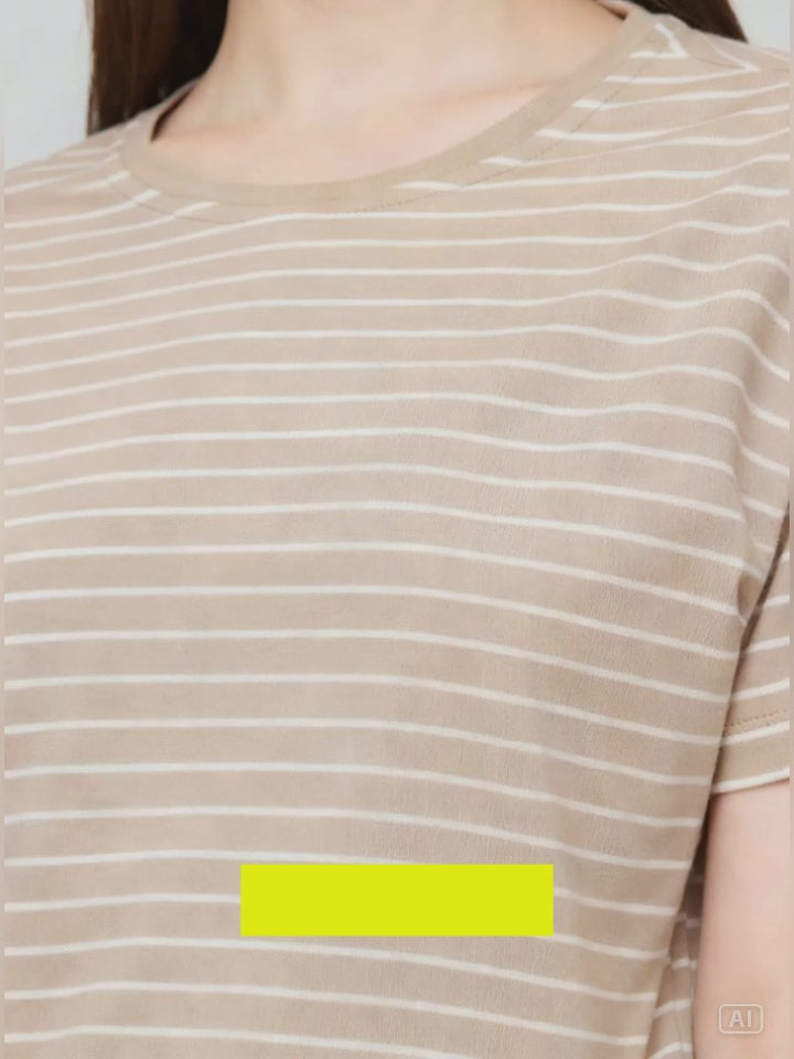 Connexion Stripe Tipe Kaos Wanita