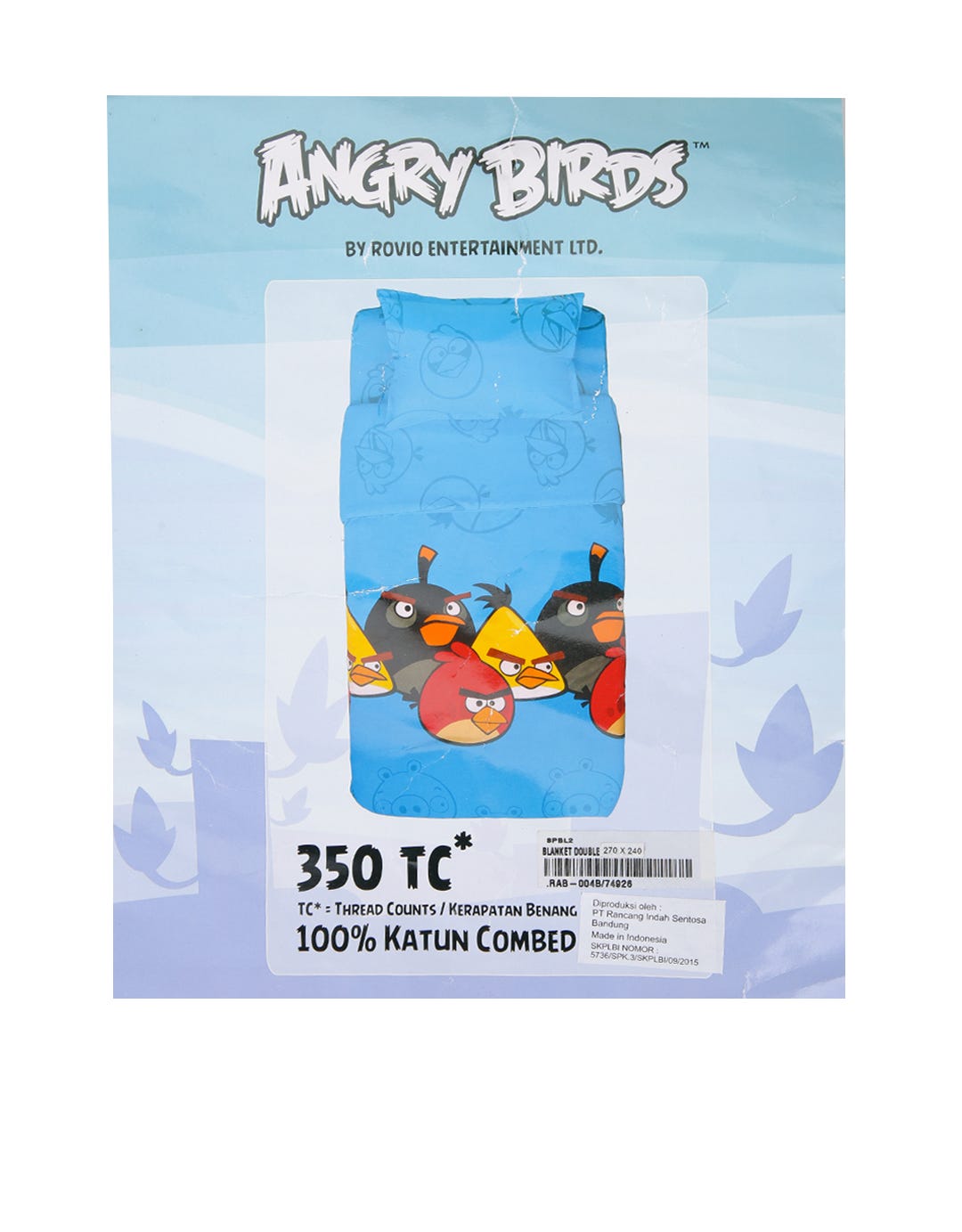 Rise Bed Cover Angry Birds - Double Size 270 x 240 cm