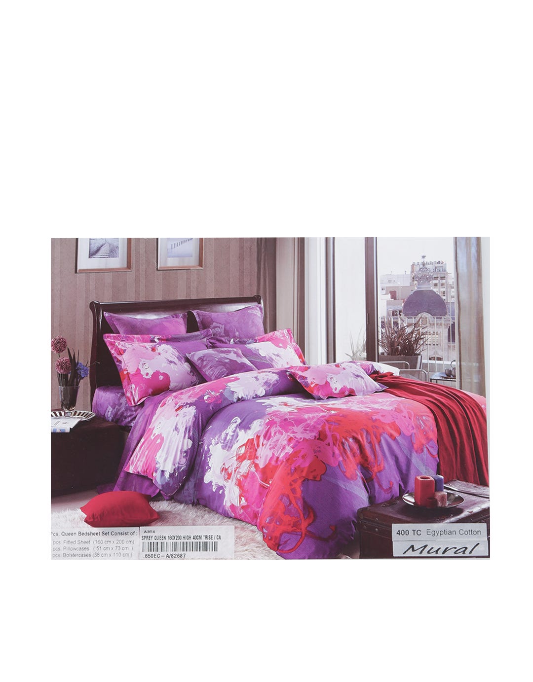 Rise Egyptian Cotton Bed Sheet with Mural Motif 160X200