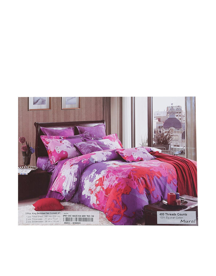 Rise Egyptian Cotton Bed Sheet with Mural Motif 180X200