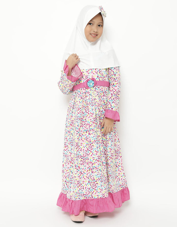 Saffron by Donita Abstract Floral Print Muslim Dress
