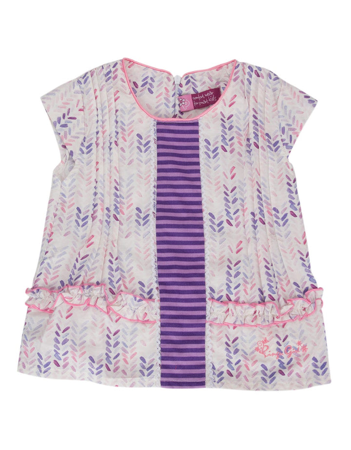 Pingu Club Blus Print Leaves Fuchsia
