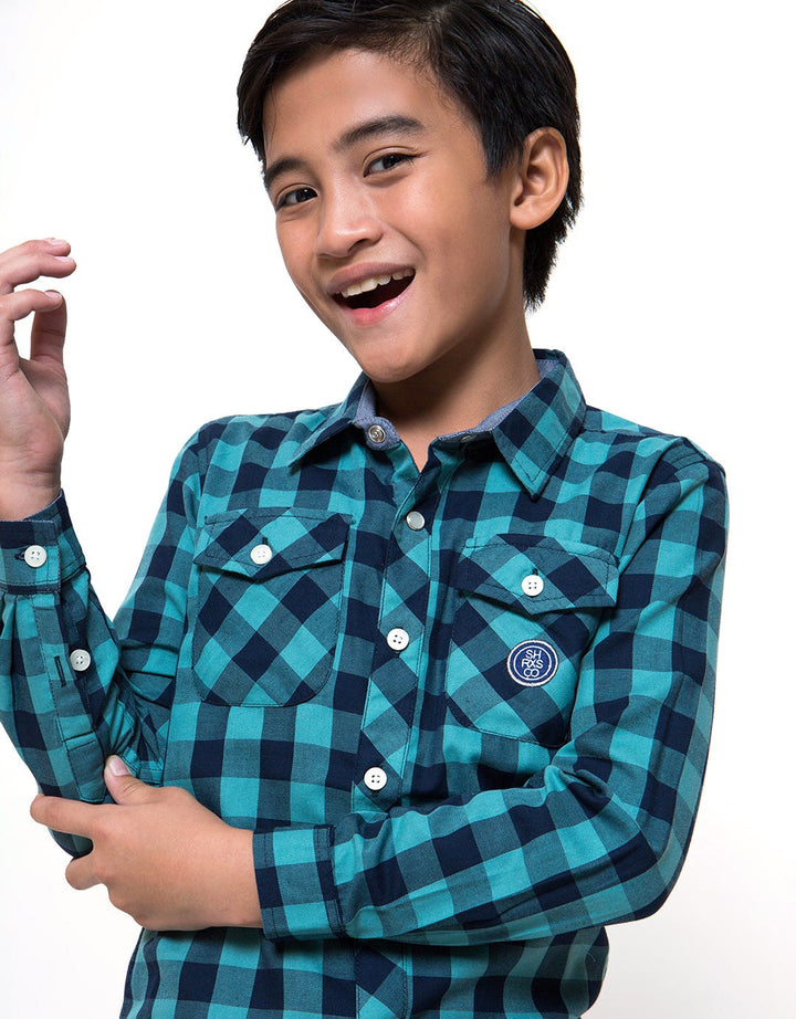 Shark Kids Checked Longsleeve Kemeja Anak