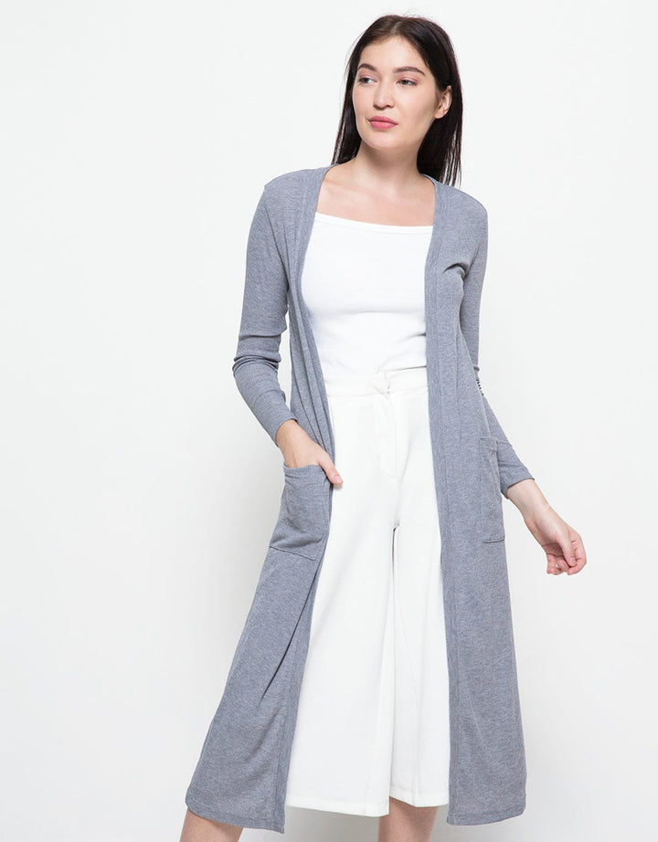 Logo Jeans Cardigan Wanita Long Comfort