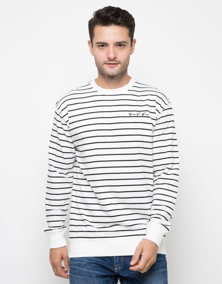 Third Day Co Sweater Casual Pria Dakir Katakana Stripe