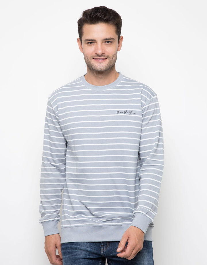 Third Day Co Sweater Casual Pria Dakir Katakana Stripe