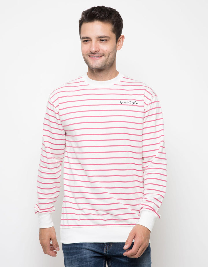Third Day Co Sweater Casual Pria Dakir Katakana Stripe